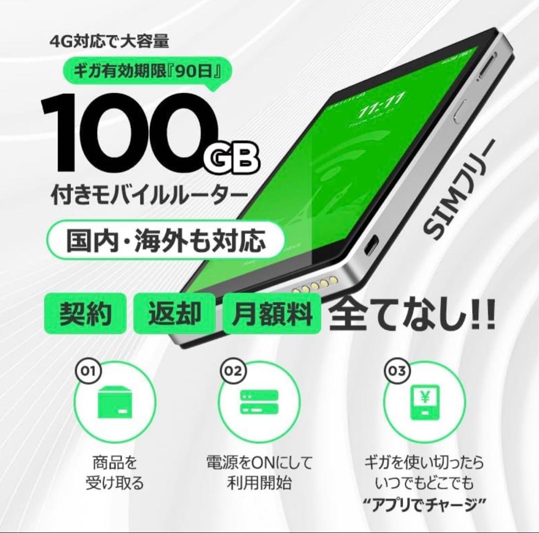GlocalMe G4 Pro 100ギガ付き ポケットWiーFi 国内海外