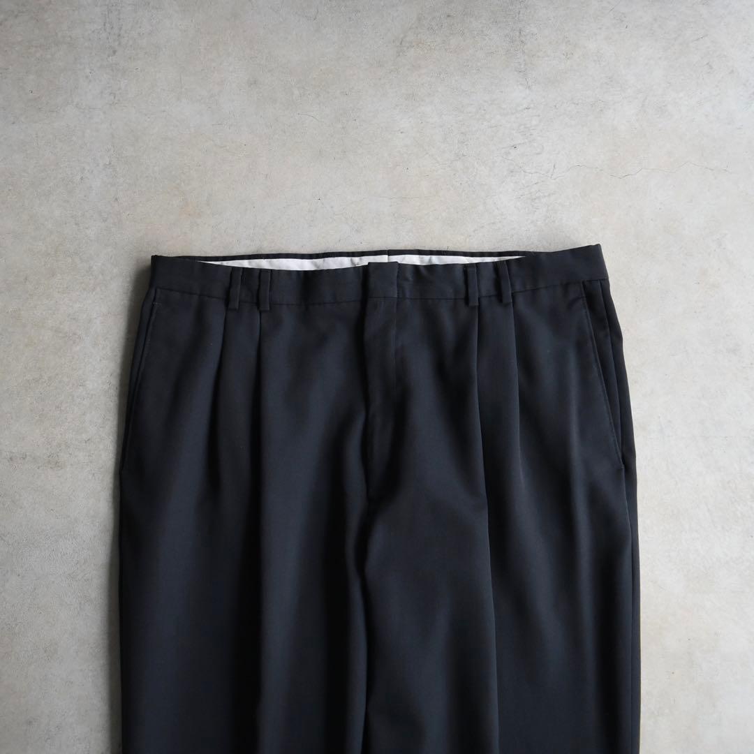 90s DOCKERSドッカーズ ツータックスラックス黒ブラック W40L30