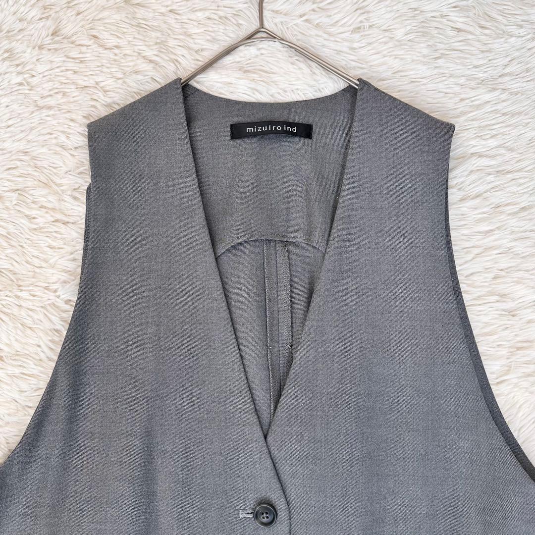 近年モデル 極美品✨ミズイロインド ディープＶネックワイドベスト グレー F