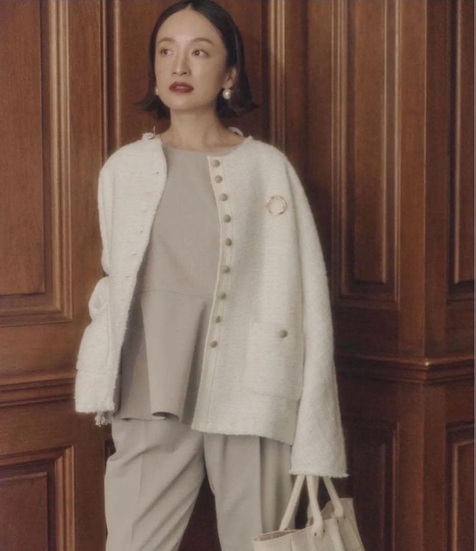 ピュアルセシン　ツイードノーカラージャケット