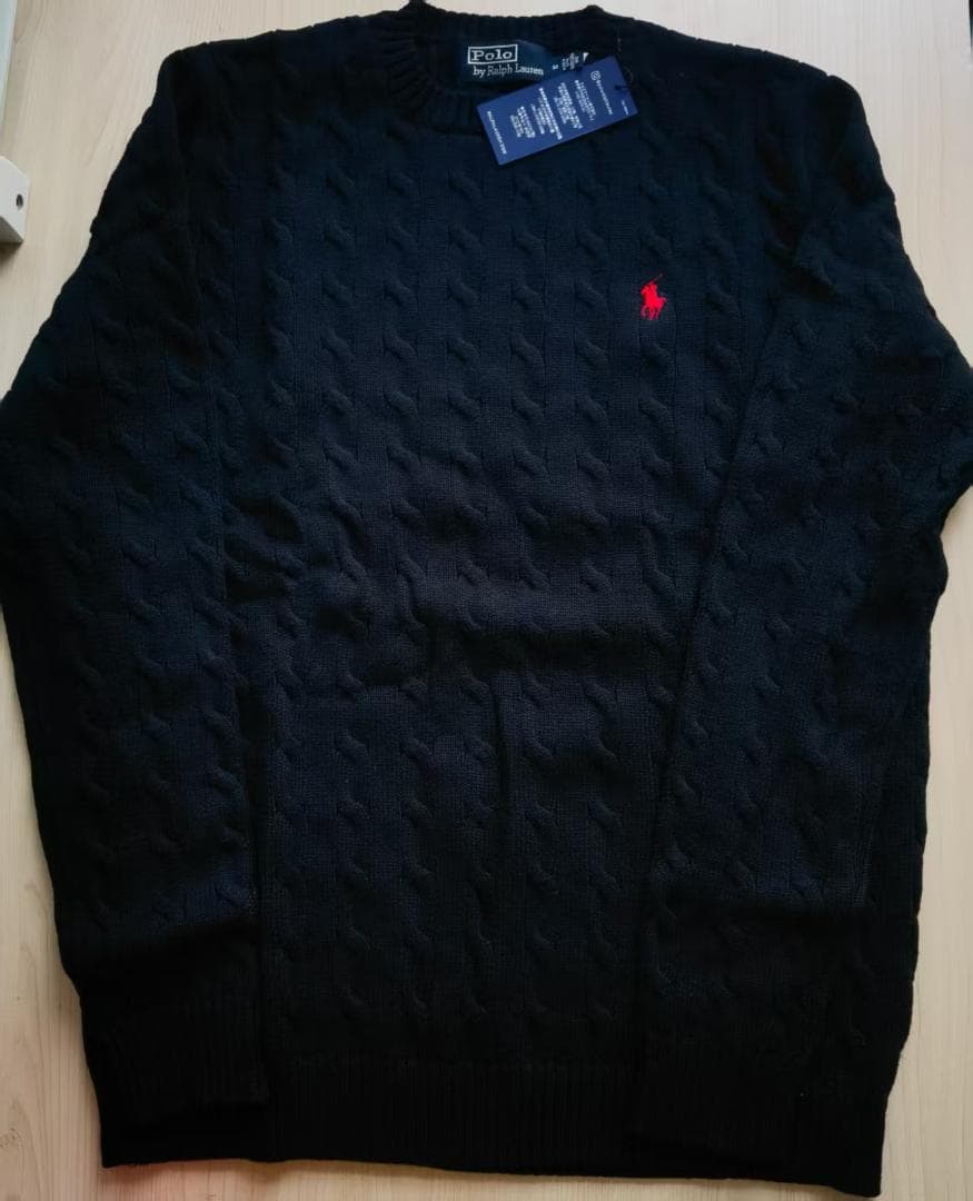 POLO RALPH LAUREN 長袖 黒 ケーブルニット セーター サイズM