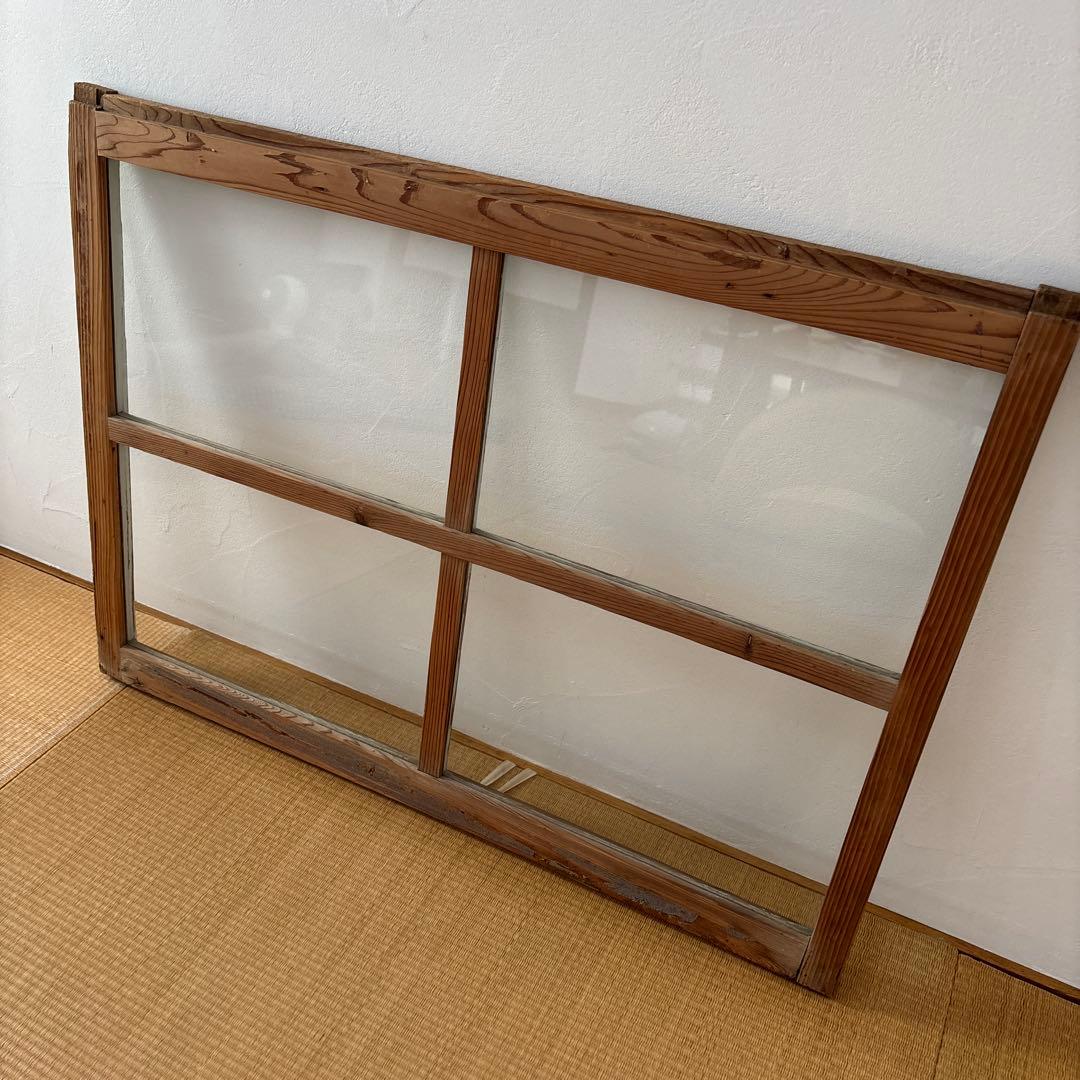 アンティーク　昭和レトロ 木製 建具 格子窓 ガラス戸 1枚 古民家