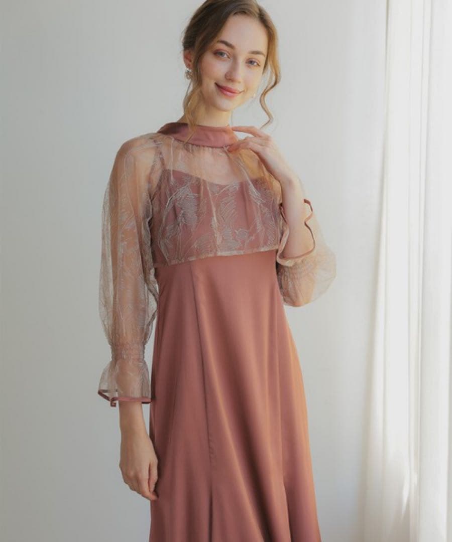 【美品】dorry doll ドリードール　リーフブラウスセットドレス　ピンク系