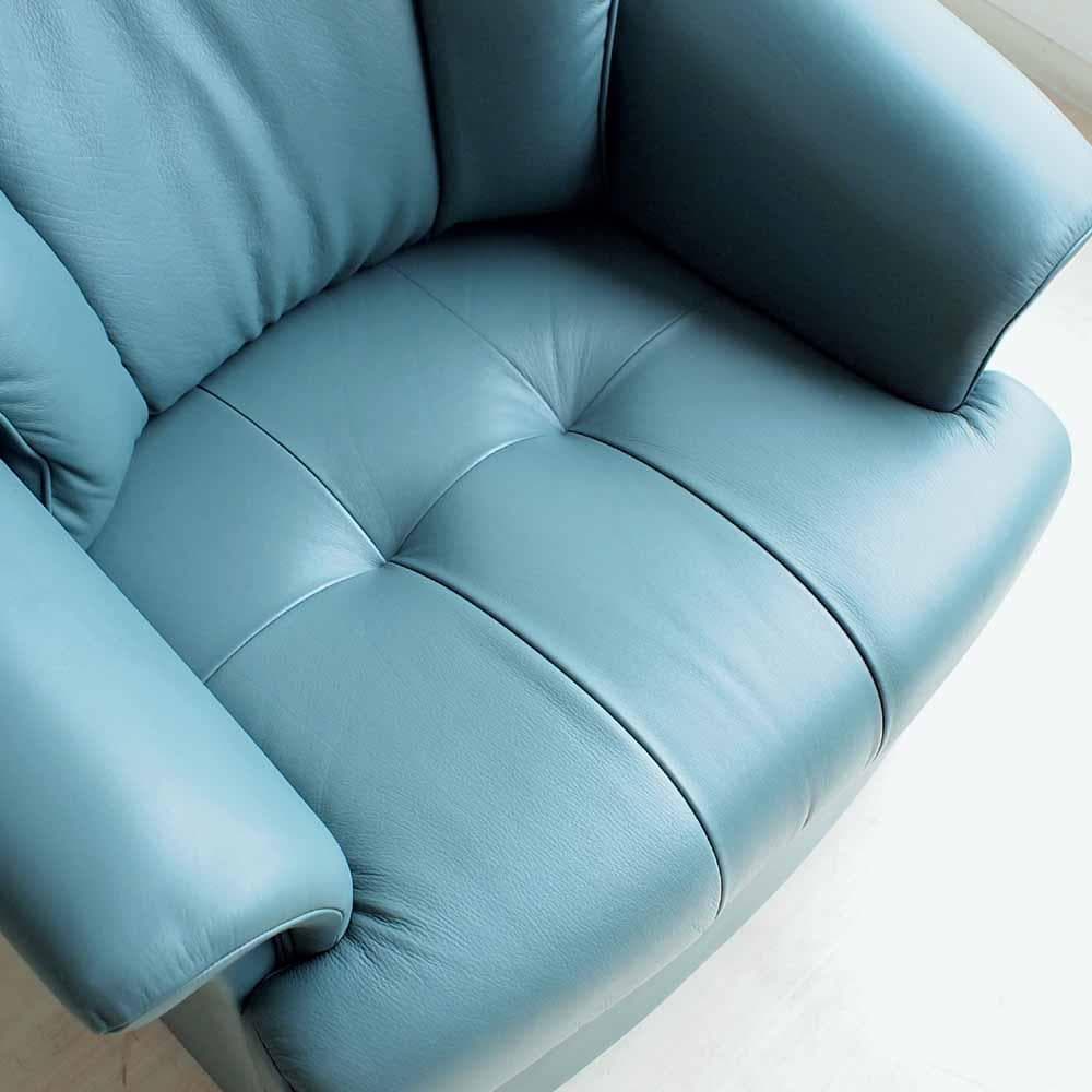 90's カリモク 本革 1人掛けソファ B 応接 ZR24324