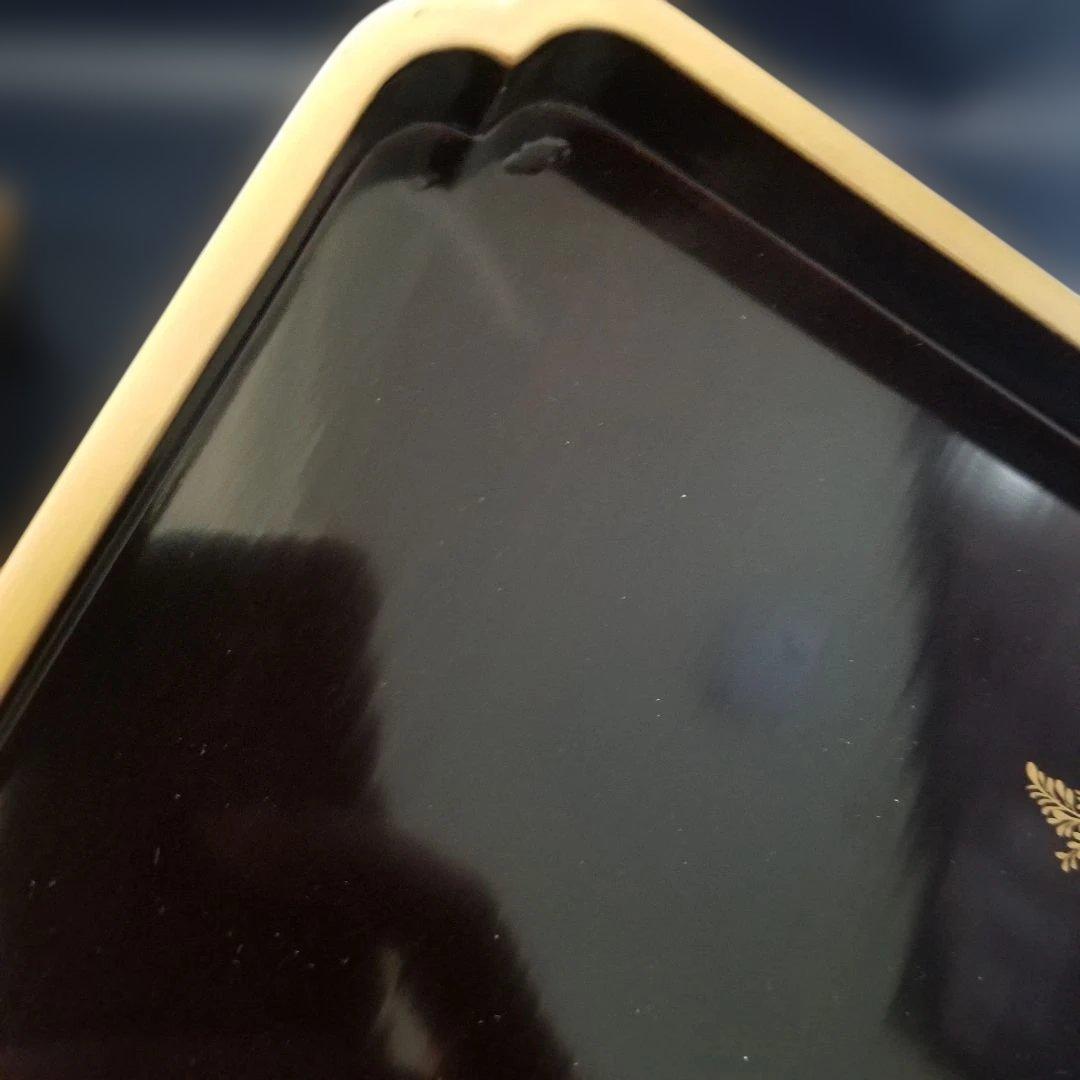 能登輪島塗　時代漆塗 膳 黒地 萩金蒔絵金　漆器　お膳　2客