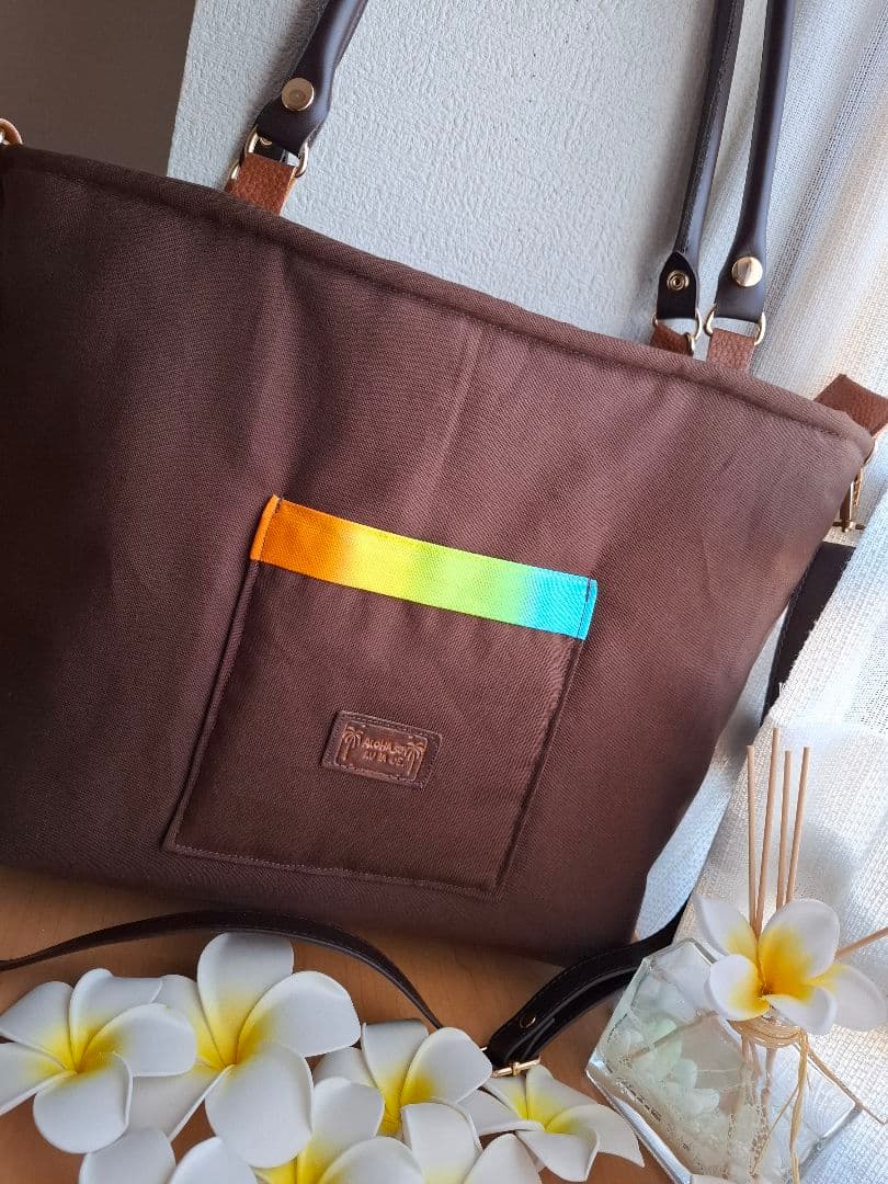 最終お値下げ！ハワイアンキルト　バッグ　2WAY ファスナー　革タグチャーム付