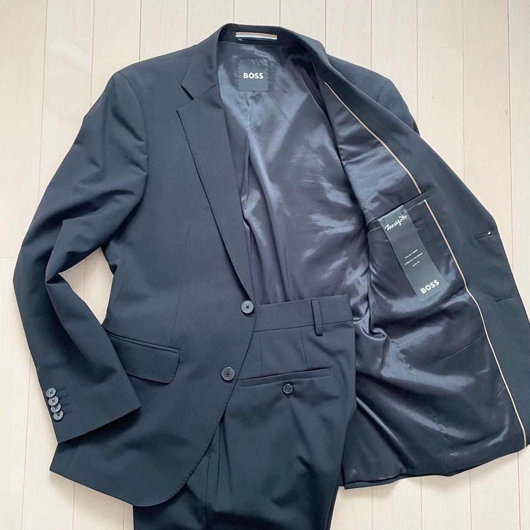 HUGO BOSS【マルゾット 美品】スーツ M位 黒 ボス ビジネス メンズ