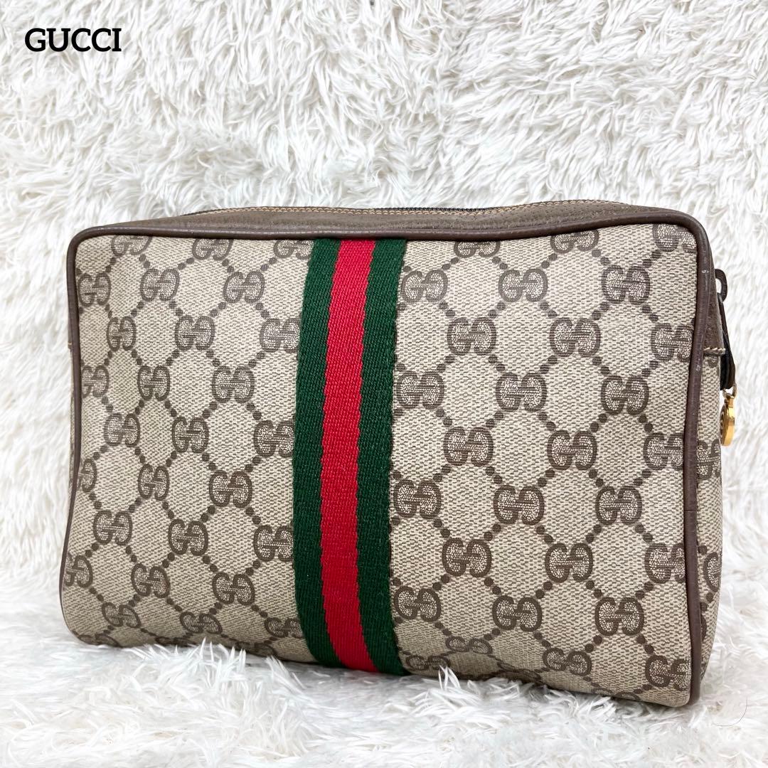 【美品】オールドグッチ シェリーライン GGスプリーム クラッチバッグ