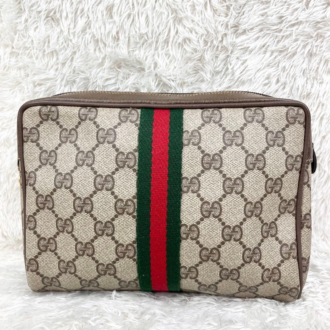 【美品】オールドグッチ シェリーライン GGスプリーム クラッチバッグ