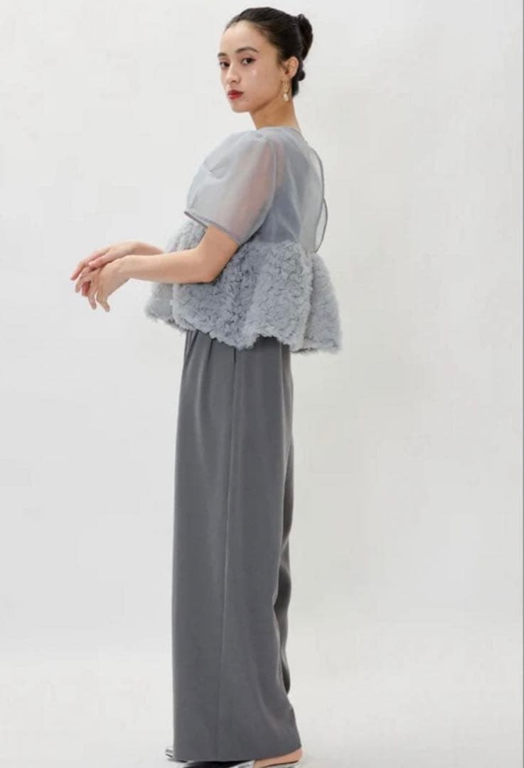 ANDRESD nianaスウェルペプラムセットアップパンツドレス グレー M