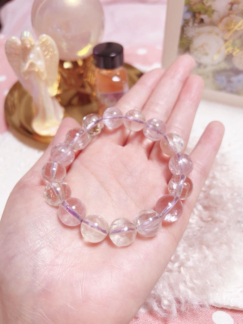 【新品未使用/鑑別書付き】即購入可✨透明度抜群✨大玉クンツァイトブレスレット