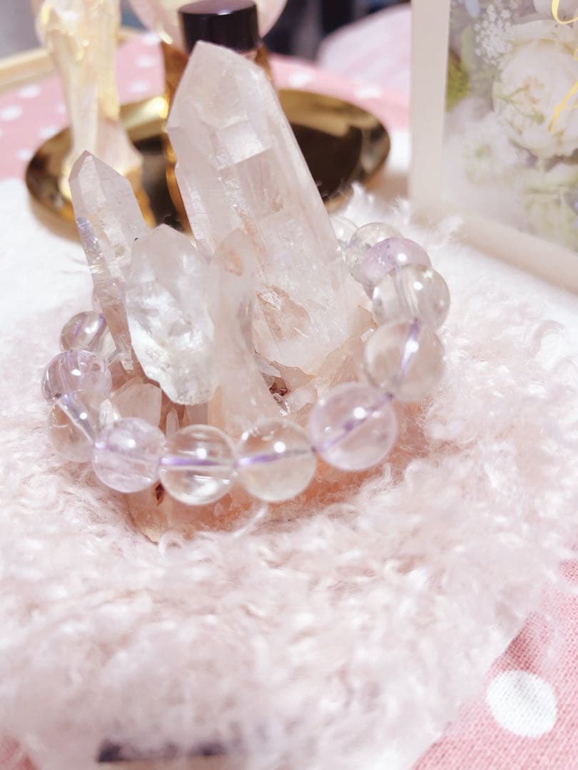 【新品未使用/鑑別書付き】即購入可✨透明度抜群✨大玉クンツァイトブレスレット