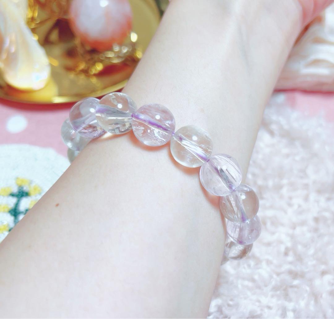 【新品未使用/鑑別書付き】即購入可✨透明度抜群✨大玉クンツァイトブレスレット