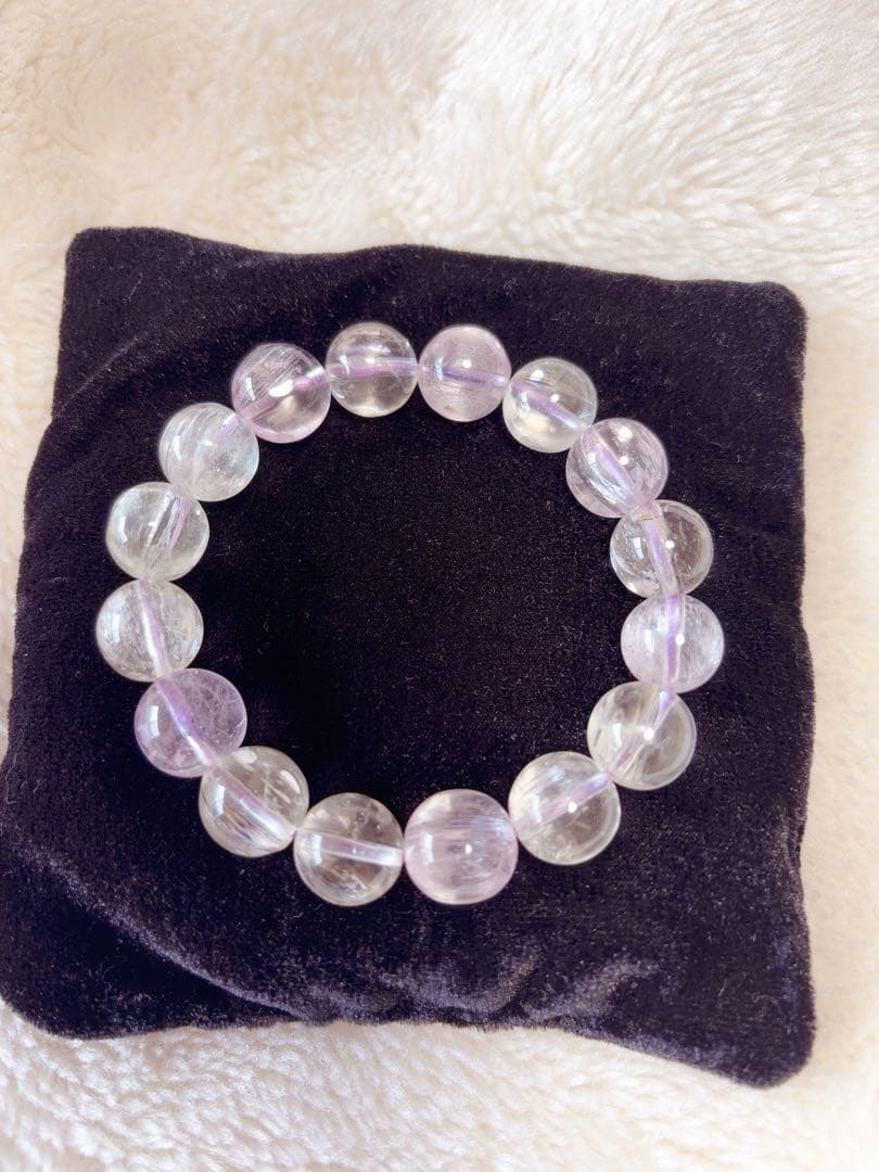 【新品未使用/鑑別書付き】即購入可✨透明度抜群✨大玉クンツァイトブレスレット