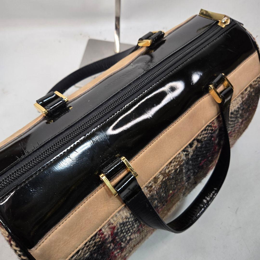 美品激レア BURBERRY ツイード ミニボストンバッグ ノバチェック