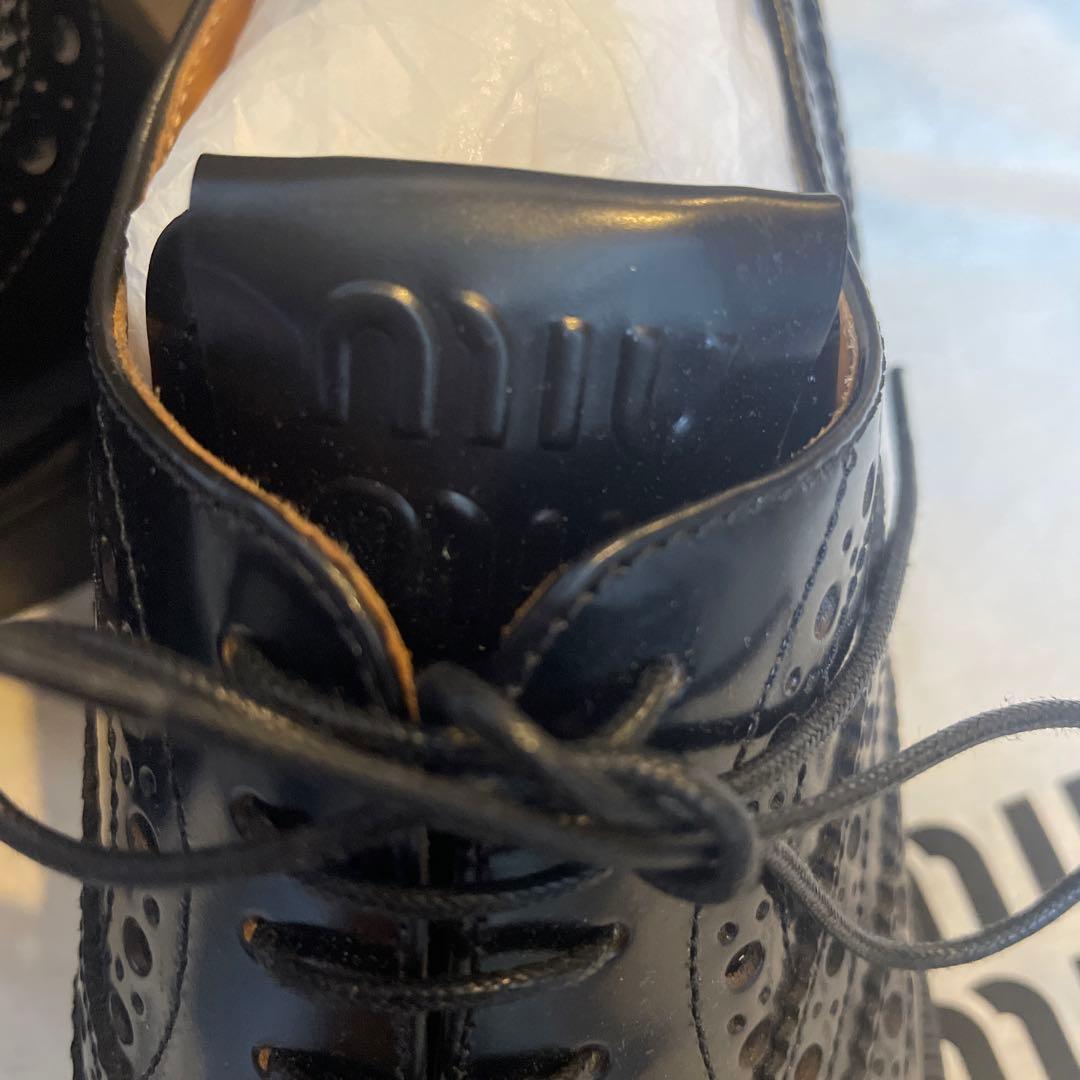 【極美品】ミュウミュウ　チャーチ　オックスフォードブロークシューズ　ブラック