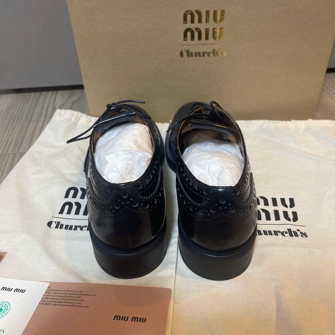 【極美品】ミュウミュウ　チャーチ　オックスフォードブロークシューズ　ブラック