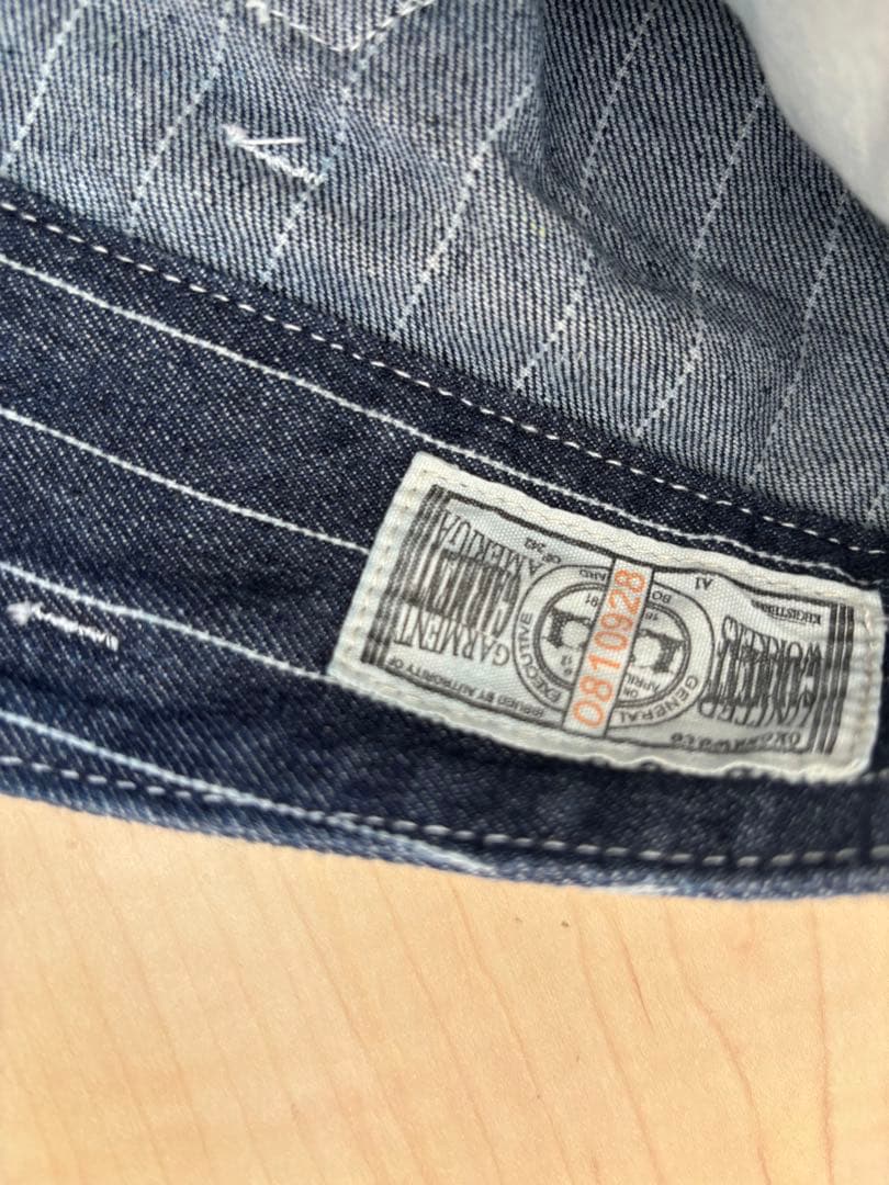 karakuストライプ柄 ワークパンツ サスペンダー付きウォバッシュ