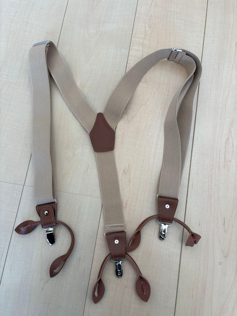 karakuストライプ柄 ワークパンツ サスペンダー付きウォバッシュ