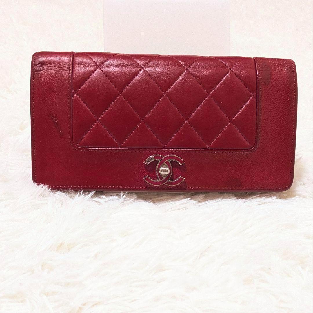 希少✨CHANELシャネル　マドモアゼル　マトラッセ　フラップ　長財布　ボルドー