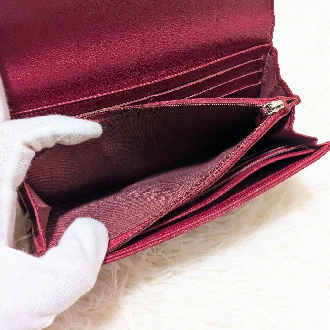 希少✨CHANELシャネル　マドモアゼル　マトラッセ　フラップ　長財布　ボルドー