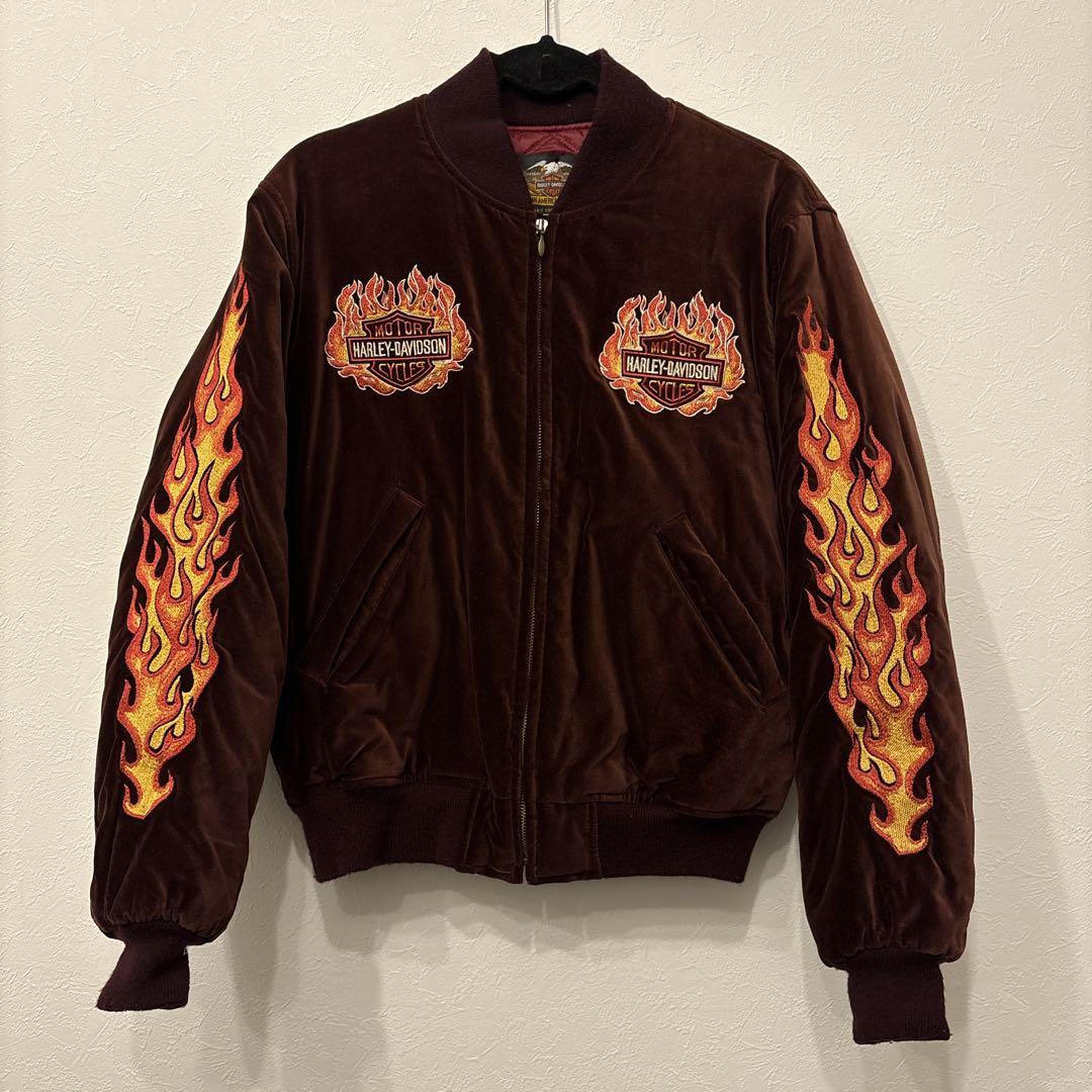 HARLEY DAVIDSON 別珍 ベロア フレイム スカジャン