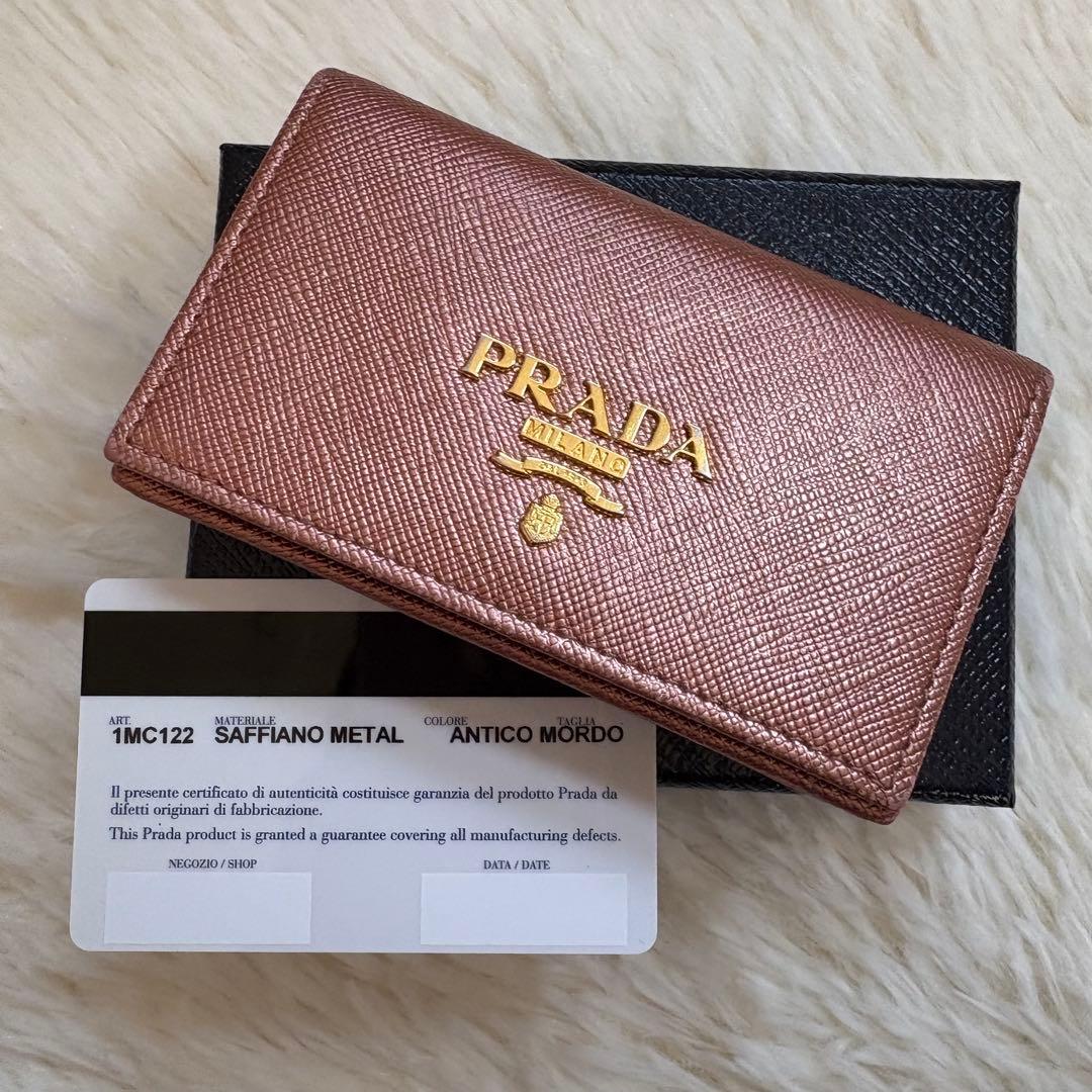 美品 PRADA カードケース 名刺入れ サフィアーノレザー ピンク
