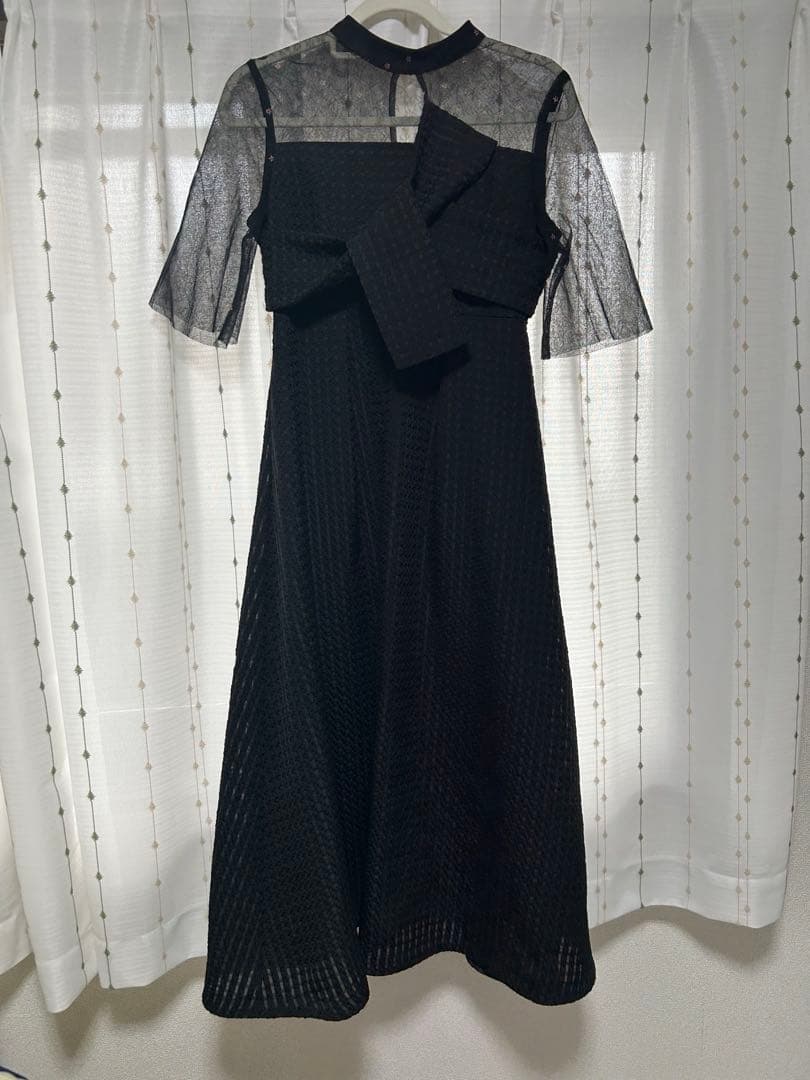 LEJA ブラック ハイネック パーティードレス