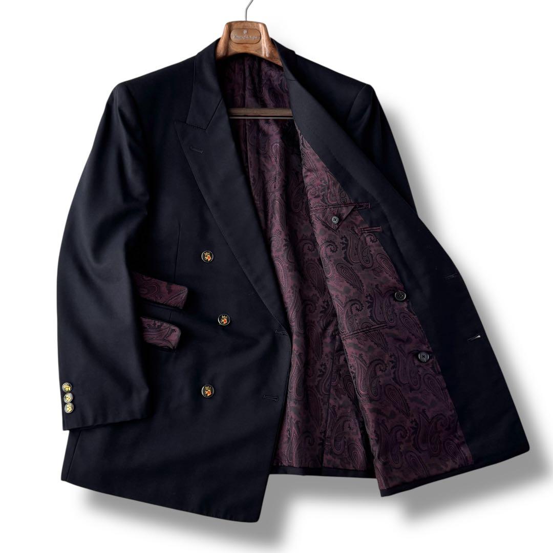 アクアスキュータム ダブル テーラード ジャケット ブレザー ブラック L〜XL