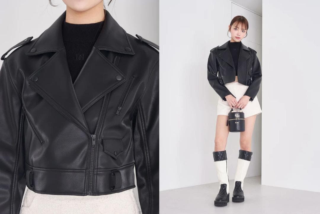 ダーリッチ darich カラーライダースジャケット ブラック BLK