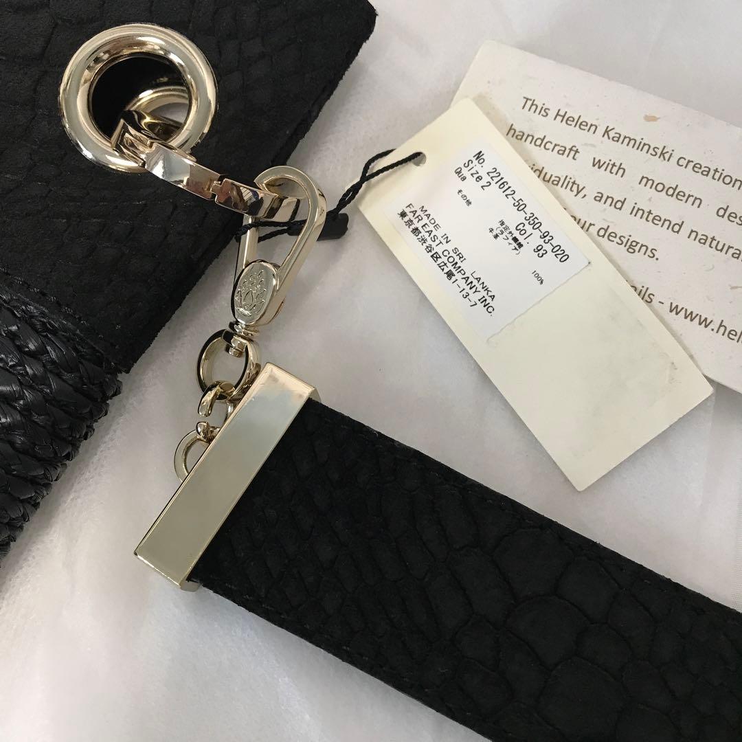 ヘレンカミンスキー パイソン型押し本革+ラヒィア　クラッチ　女優スタイル