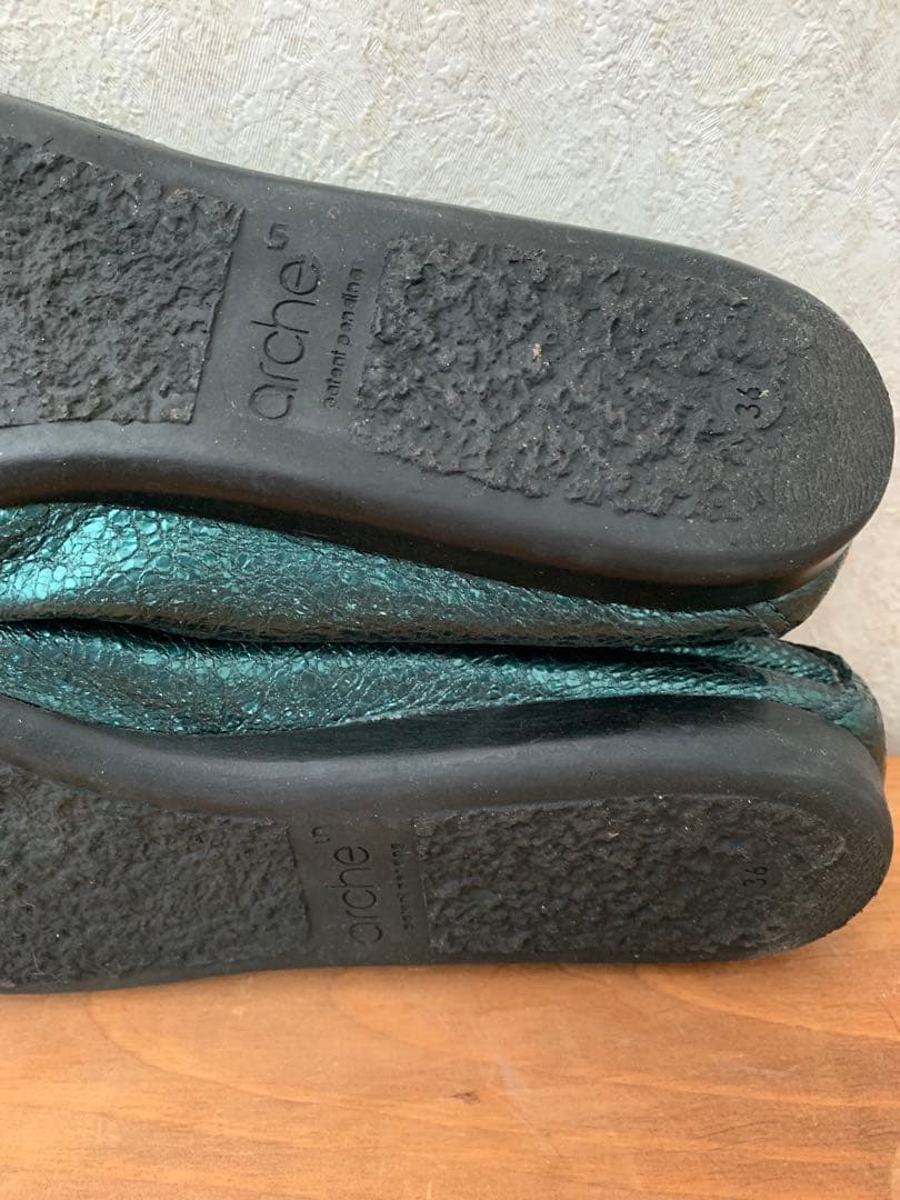 arche アルシュ　パンプス　フランス　グリーン　レザー　23cm 阪急百貨店