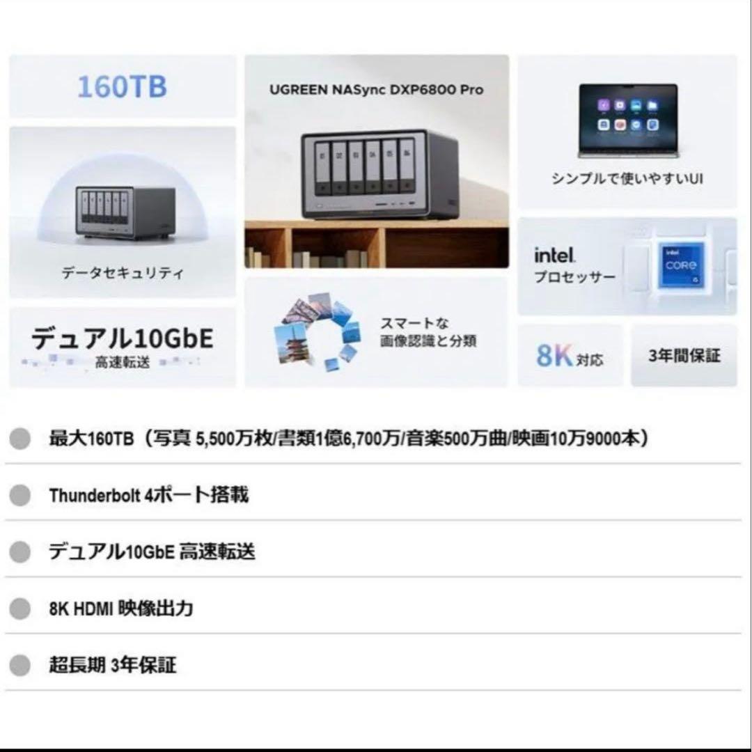 け*ぴ様 UGREEN NASync DXP6800 Pro【新品・未開封】