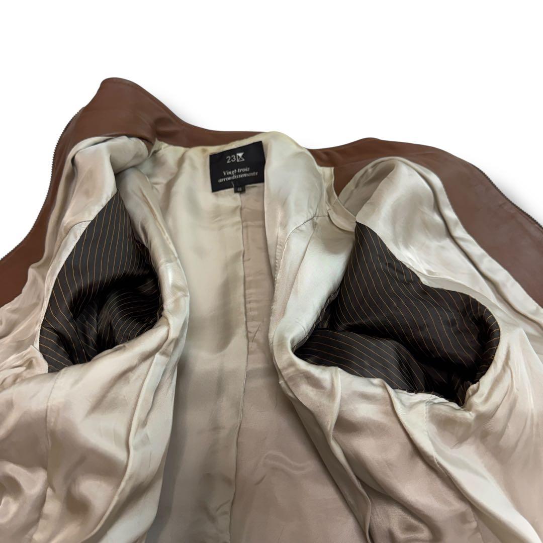 23区 1928 ラムレザー シングル ライダースジャケット 48 羊革