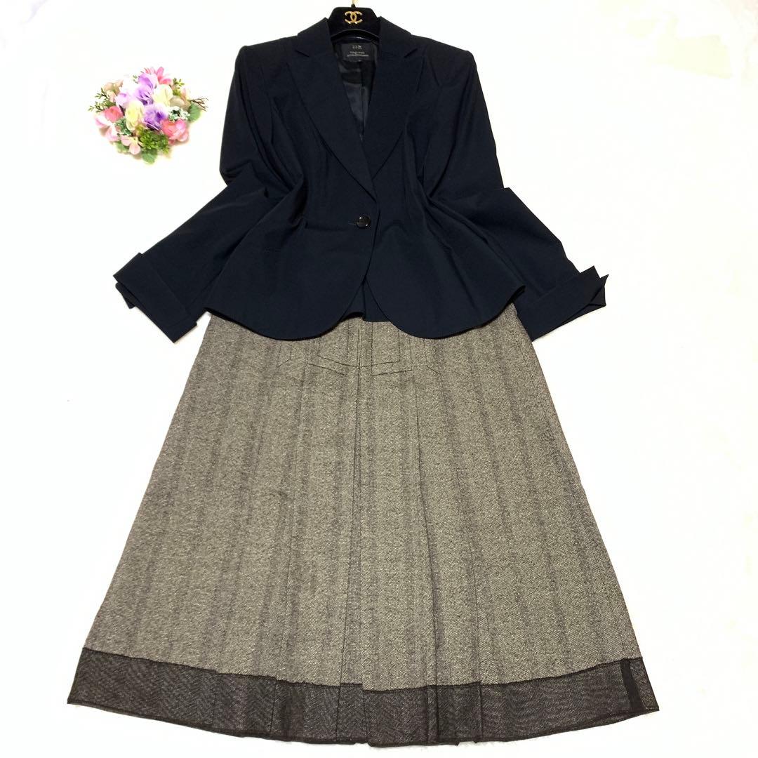 ★マックスマーラ　23区　セットアップ　異素材　ツウィードプリーツ❤︎シルク混　M