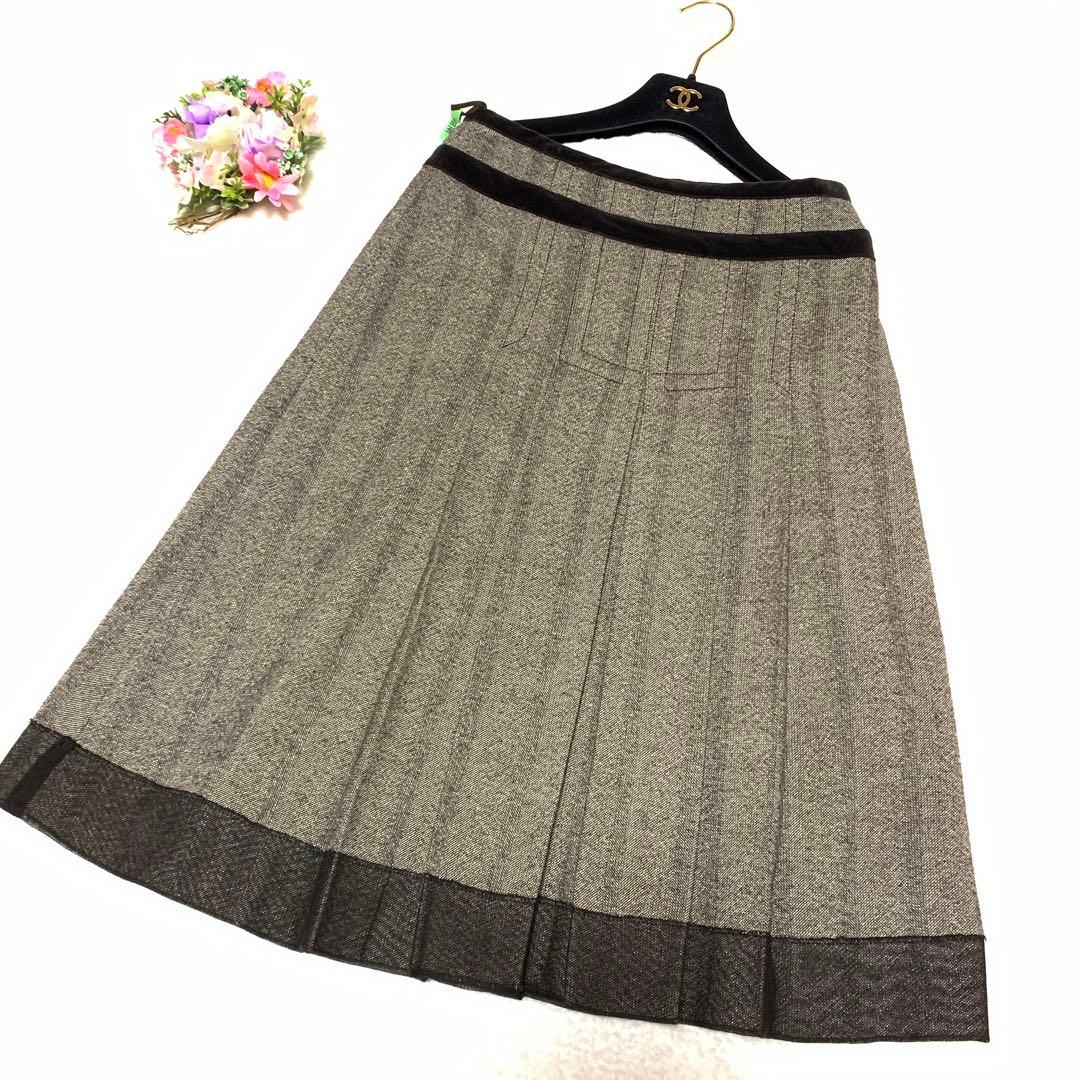 ★マックスマーラ　23区　セットアップ　異素材　ツウィードプリーツ❤︎シルク混　M