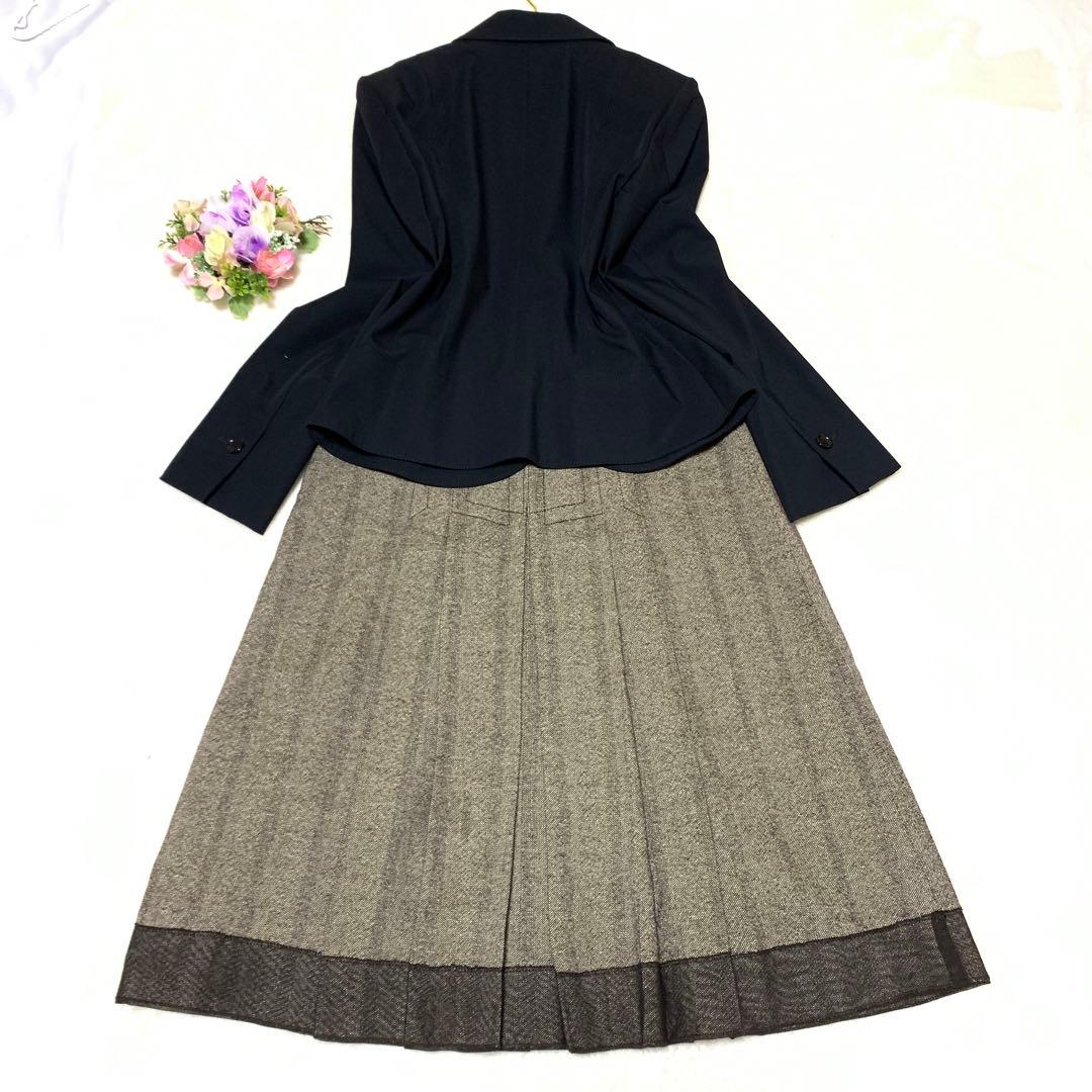 ★マックスマーラ　23区　セットアップ　異素材　ツウィードプリーツ❤︎シルク混　M