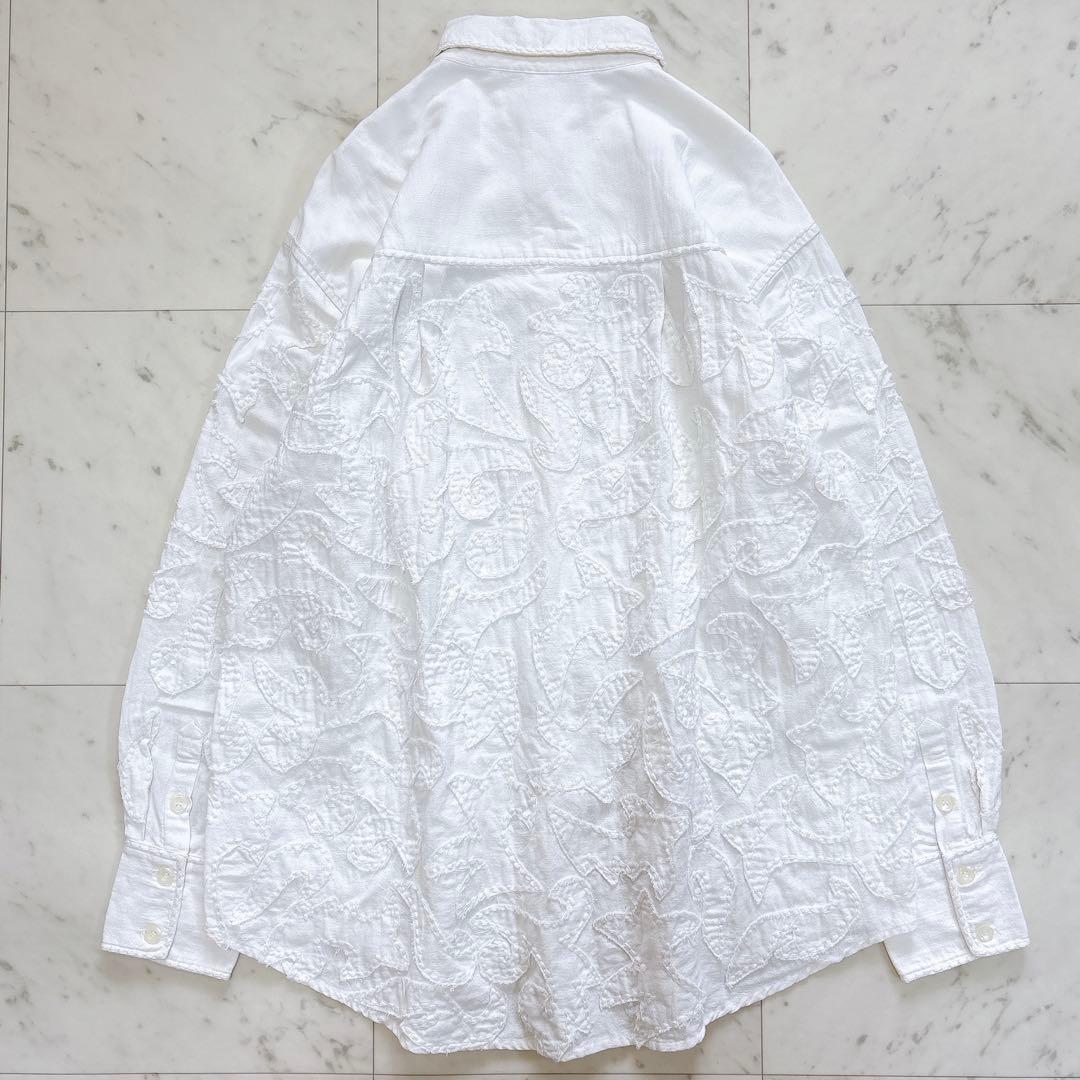 美品♪サラマリカ　コットンリネンパッチビッグシャツ　刺繍　オーバーサイズ　綿麻