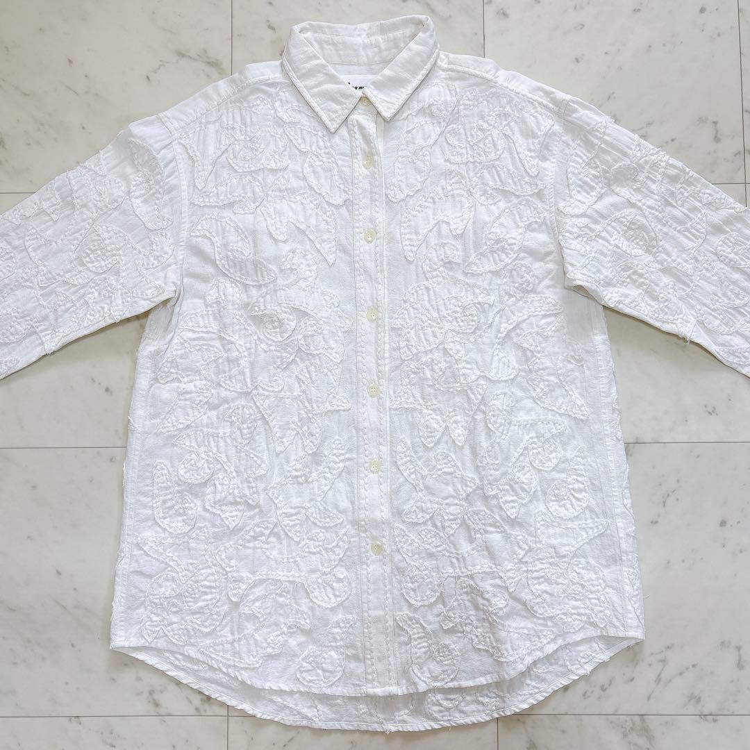 美品♪サラマリカ　コットンリネンパッチビッグシャツ　刺繍　オーバーサイズ　綿麻