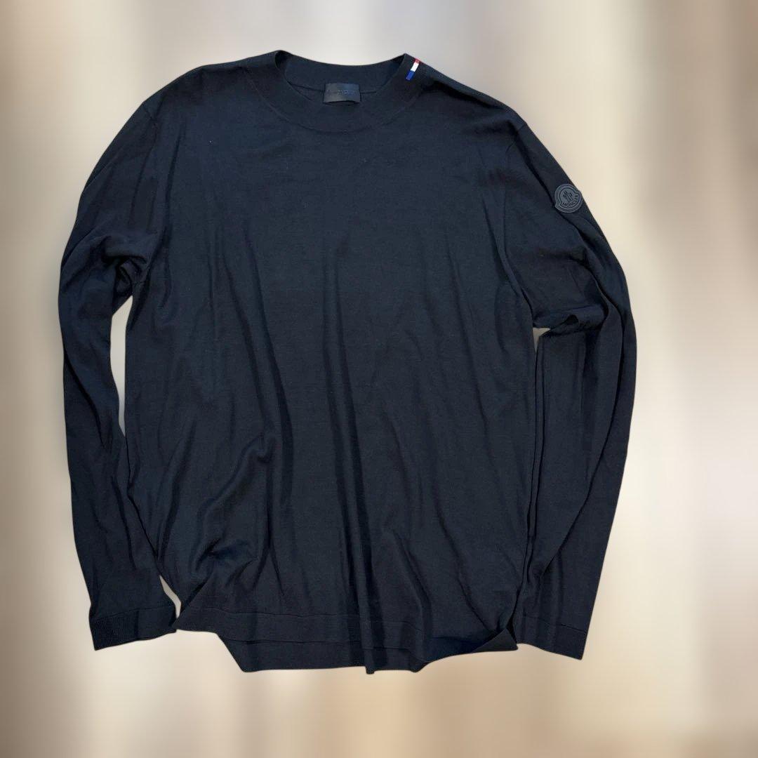 【美品】MONCLER ブラック長袖Tシャツ