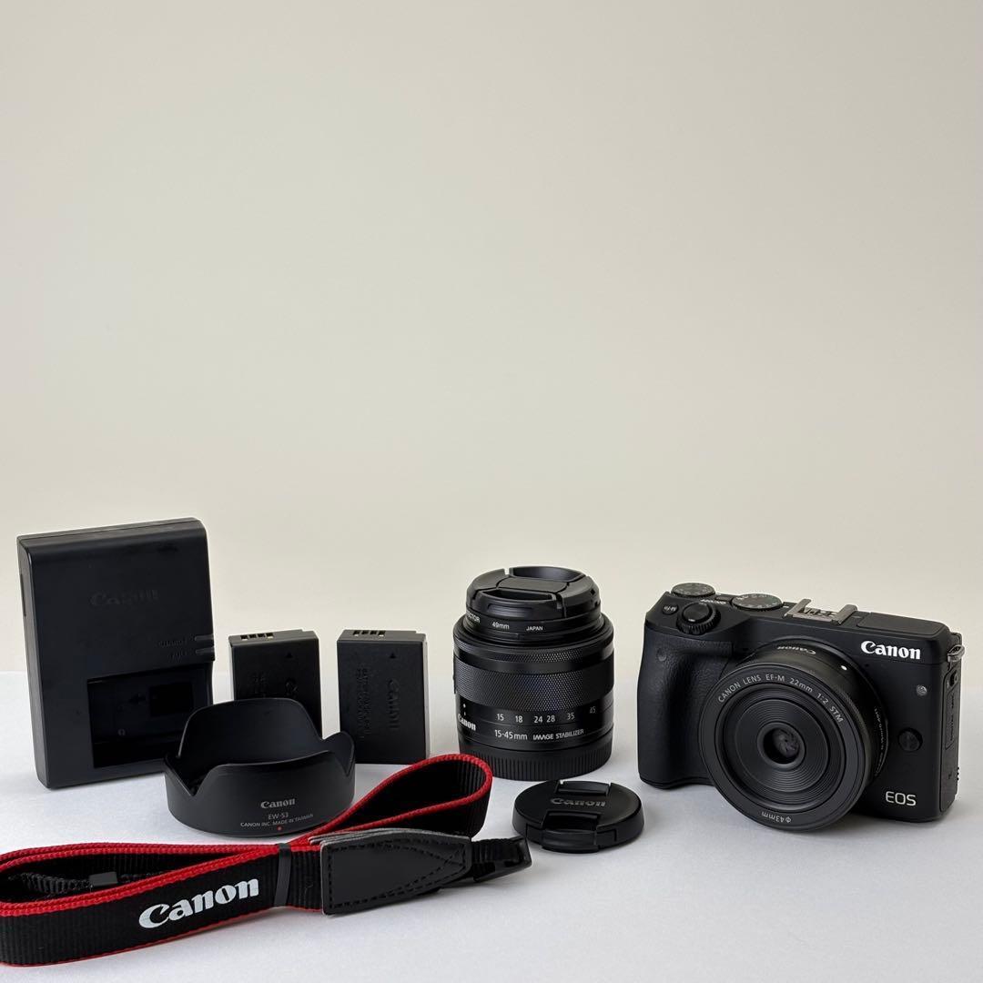 Canon EOS M3 標準、広角ダブルレンズキット Wi-Fi搭載　874