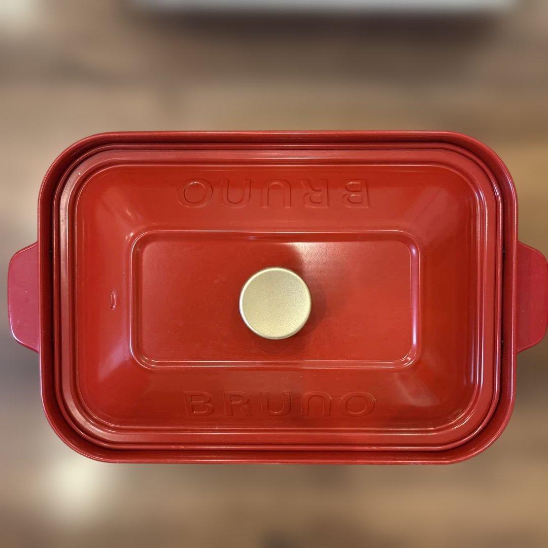 【美品】BRUNO 多機能ホットプレート レッド4種プレートと鍋付き