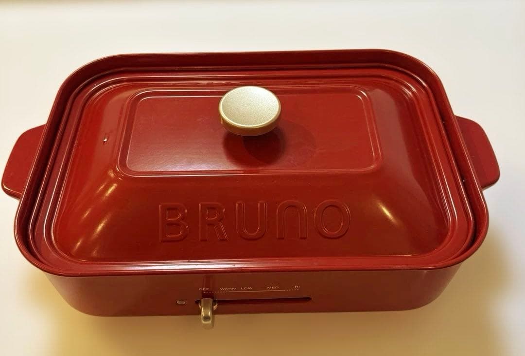 【美品】BRUNO 多機能ホットプレート レッド4種プレートと鍋付き