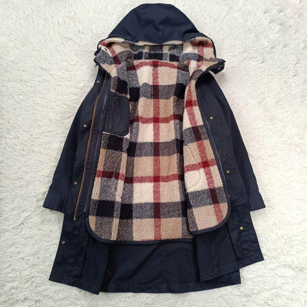 ブルーレーベルクレストブリッジ　ボアライナー ロングコート　ネイビー　3way