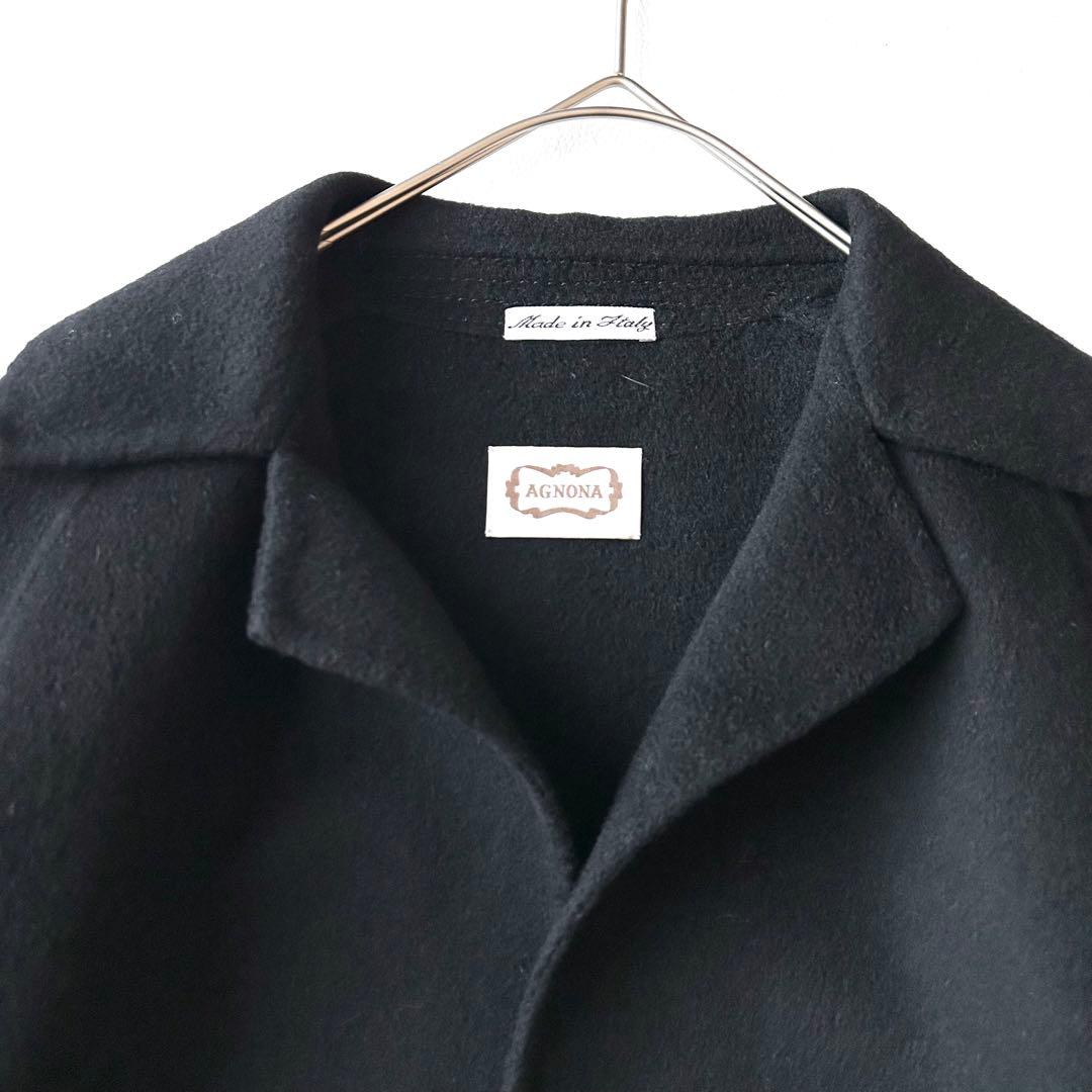 3039y美品 アニオナ カシミヤ混ダブルフェイスジャケット L 黒 イタリア製