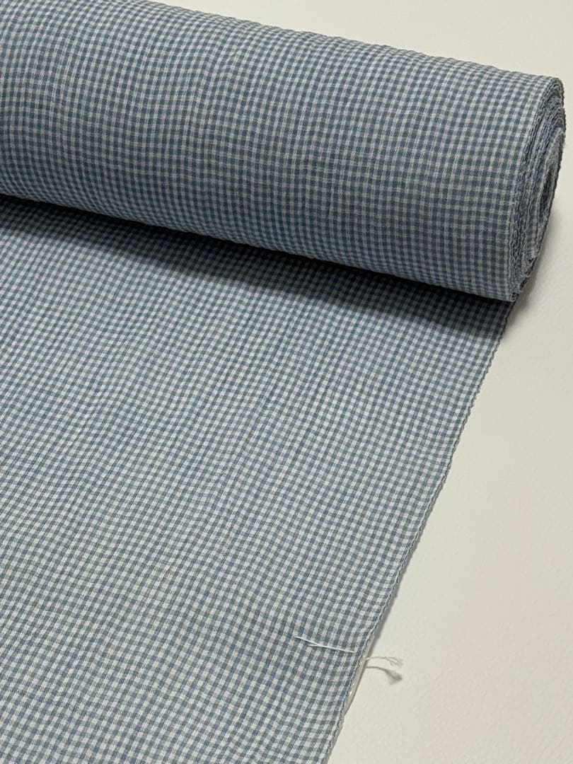 新品　夏物 小千谷ちぢみ 反物 本麻 越後 オーガニック 関松織物　水色