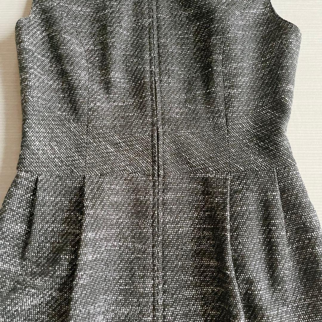 ＊極美品【ルネ】ツイード ワンピース フロントジップ ブラック 34 ビジュー