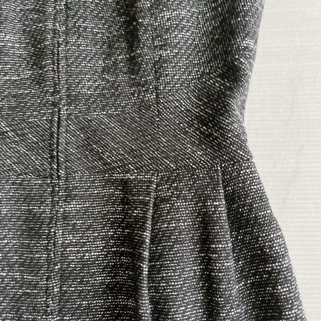 ＊極美品【ルネ】ツイード ワンピース フロントジップ ブラック 34 ビジュー