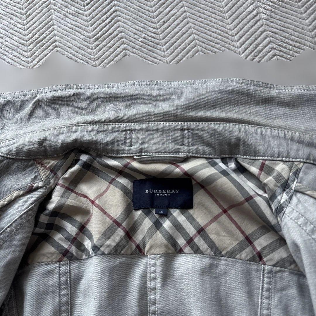 rinrinバーバリーロンドン　デニムジャケット4L 灰　ストレッチ　銀B