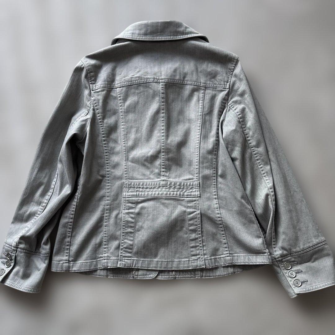rinrinバーバリーロンドン　デニムジャケット4L 灰　ストレッチ　銀B